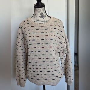 1990s Vintage Parkhurst Cotton Knit Sweater Beige Cozy Pullover
